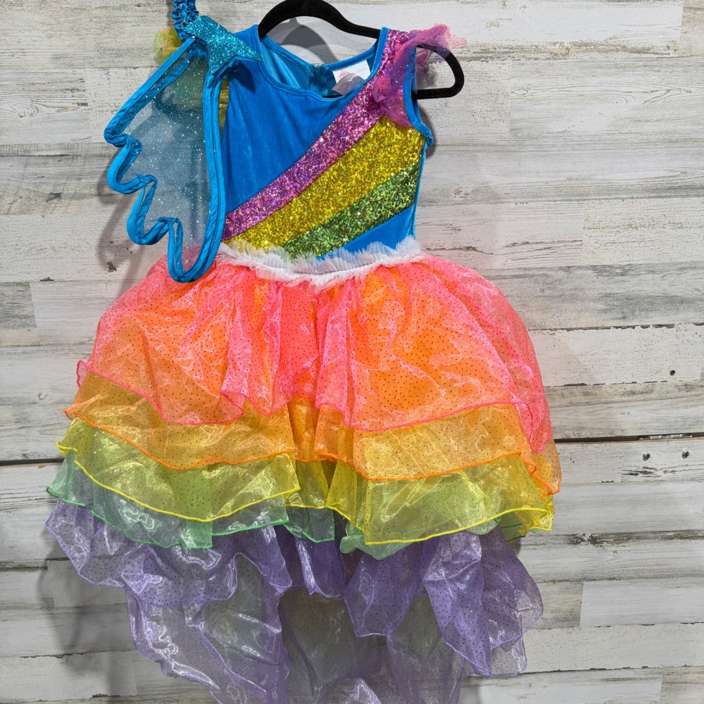 My Little Pony Rainbow Dash Costume Girls Size 8 Blue Sequin Tutu Dress EUC